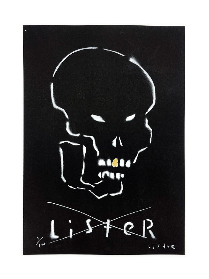 BUS SHELTER SKULL (GOLD TOOTH EDITION) STENCIL PRINT